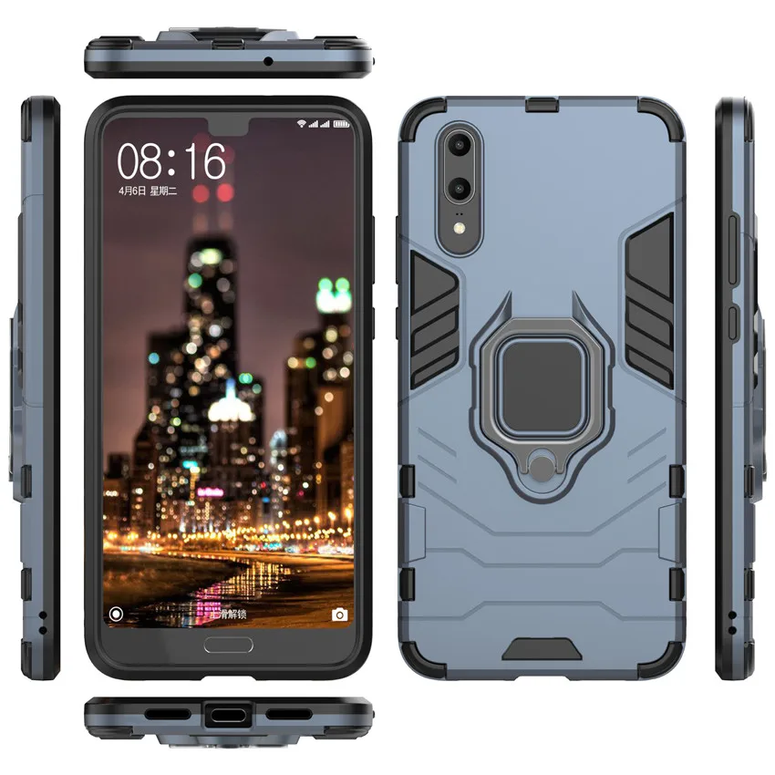 Магнитный защитный чехол для huawei P20 P30 mate 20 Pro Lite x P Smart Подставка для автомобильного держателя в виде кольца твердая задняя крышка Y5 Y6 Y7 Prime