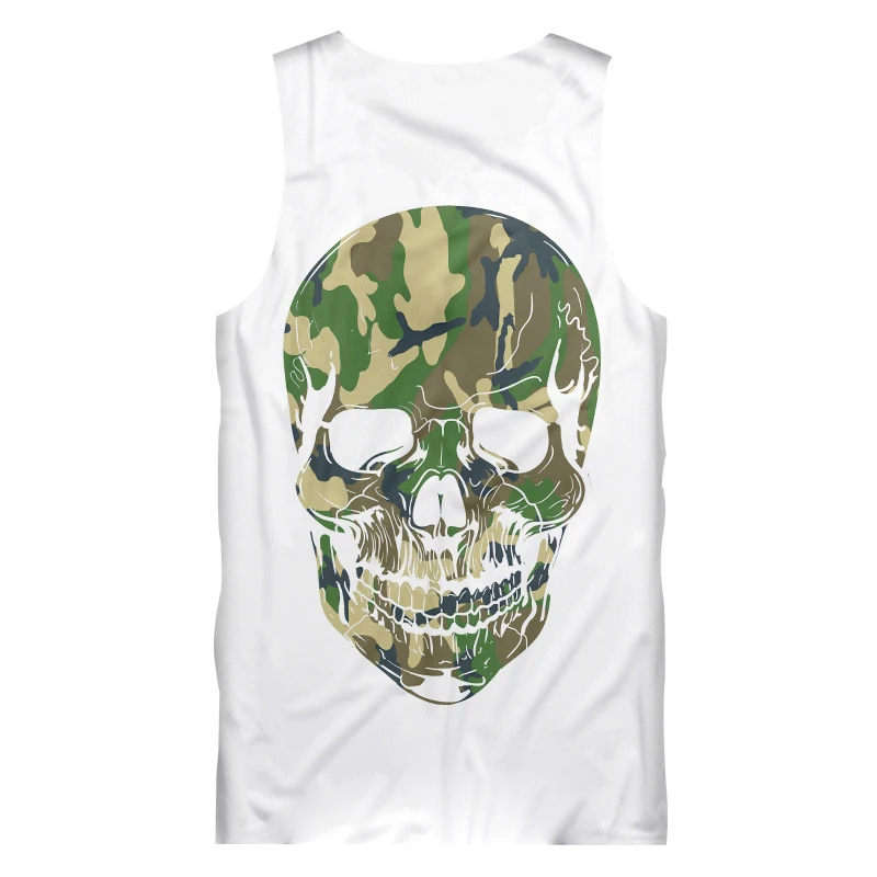 OGKB Летний новый тренд мужские топы на бретельках с 3D принтом черепа пламенем