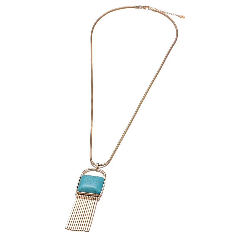 2018 винтажное квадратное ожерелье из бирюзы золотого цвета в стиле бохо простое