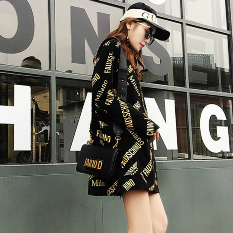 Женская футболка с длинным рукавом Harajuku Повседневная Свободная в стиле хип хоп