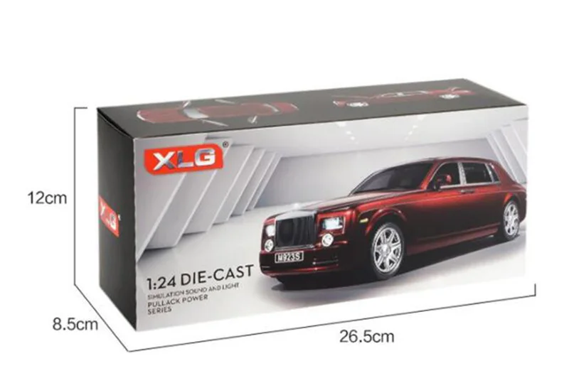 2 цвета, 1:24, 20,5 см, Rolls-Royce Phantom, со звуком и светильник, откатная модель, литая под давлением, мини-игрушки, коллекционные подарки для детей