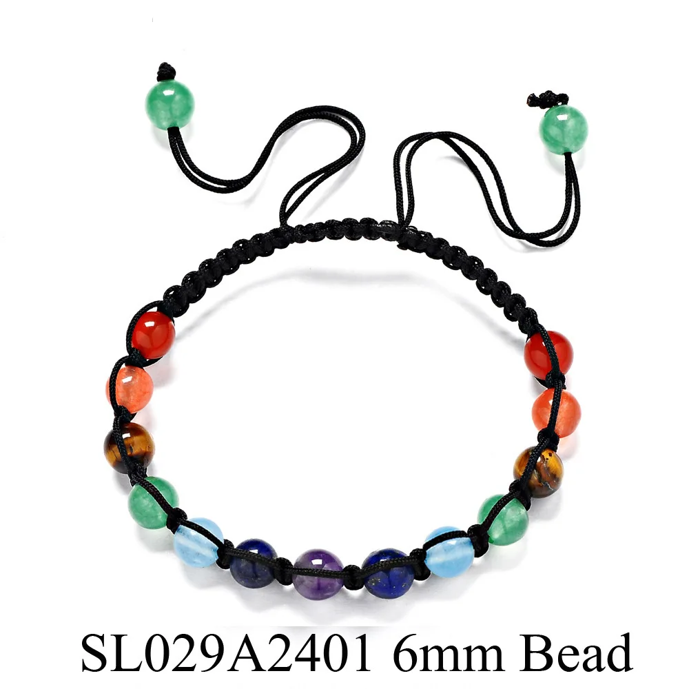 [JIMORE] Braided Rope 6mm Natural Stone Beads Bracelets for Men Women Gift Colorful Wrist Jewelry 7 Chakra Bracelet ANN700 | Украшения и