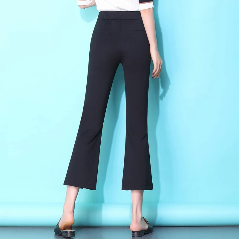 Flared Pants Women 2019 Ankle Length Female Striped Joggers Elastic Waist Plus Size 3XL Ladies Sweatpants High Stretch | Женская одежда