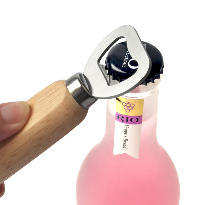 Открывалка для бутылок с деревянной ручкой пива вина ликера спирта стеклянная