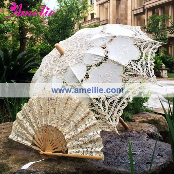 Бесплатная доставка 5 комплектов свадебный кружевной зонтик для невесты и веер |