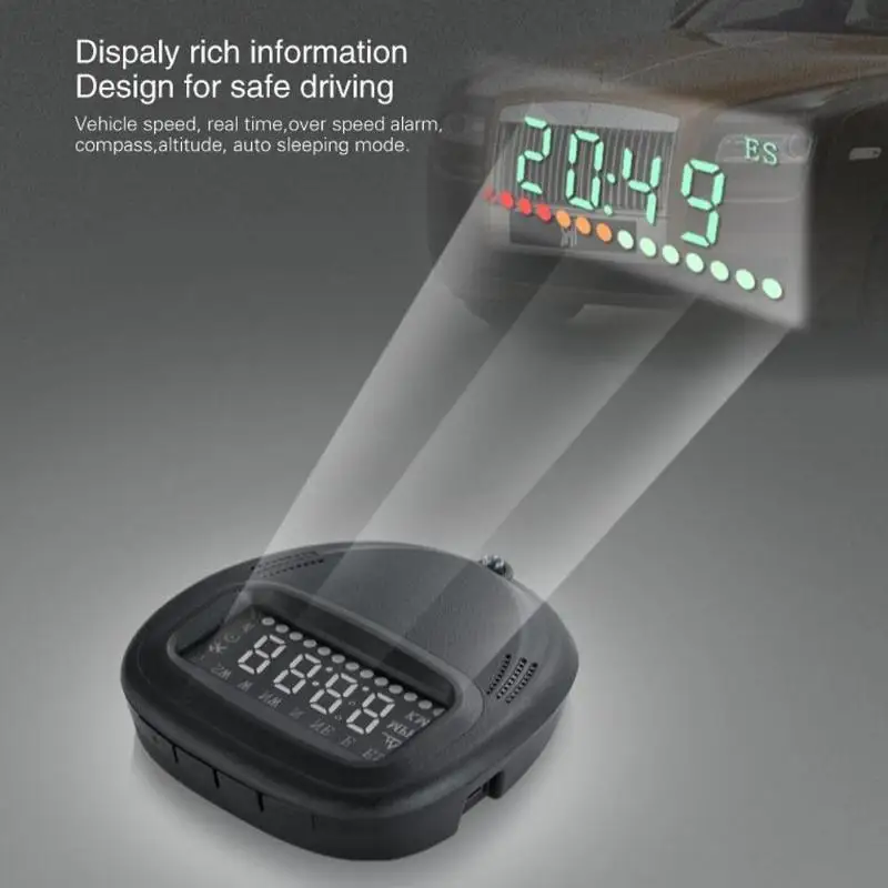 A1 универсальный OBD2 автомобильный HUD GPS налобный дисплей Система предупреждения о