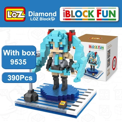 LOZ Мику Хацунэ аниме фигурки игрушки 3D модель Хацунэ Мику косплэй Конструкторы сборки Diamond развивающие игрушки для девочек 14+ подарок день рождения Рождество - Цвет: LOZ 9535 with box