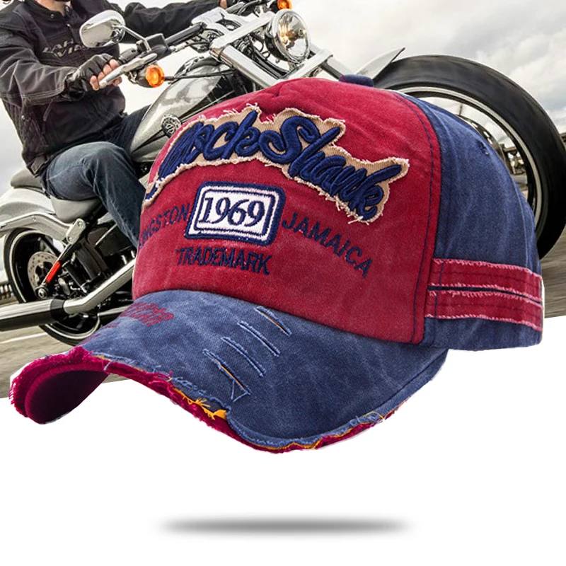 Винтажные мотоциклетные кепки унисекс бейсболки с регулируемой вышивкой