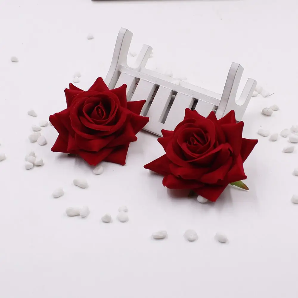 Дешевые 2 шт./лот (6 см/цветок) искусственный шелк Бархат Роза дома цветок DIY