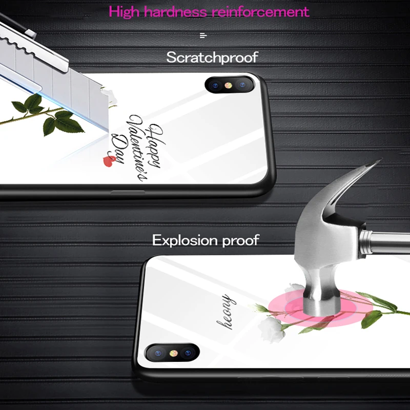 Ультрафиолетовый светящийся цветной чехол для iPhone X XR XS Max 8 7 6S 6 Plus закаленное