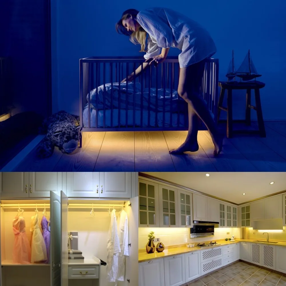 LEDMO Motion Sensor LED Strip Waterproof 1.2M 36LED PIR Warm White with Automatic Shut Off Timer High Quality Bed | Лампы и освещение