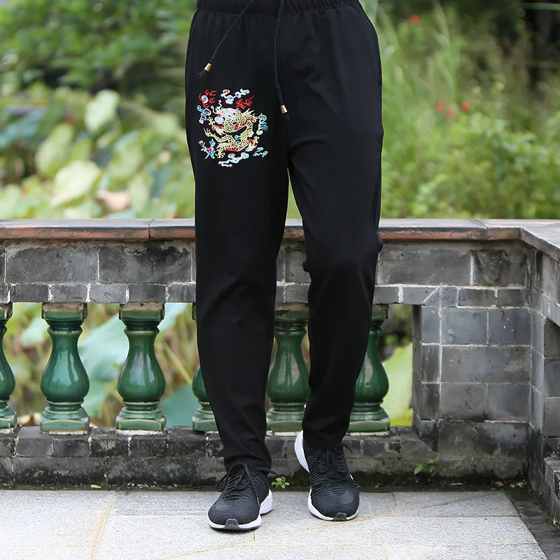 Bumpybeast 2017 хит продаж штаны китайский стиль дракон тотем вышивка мужские
