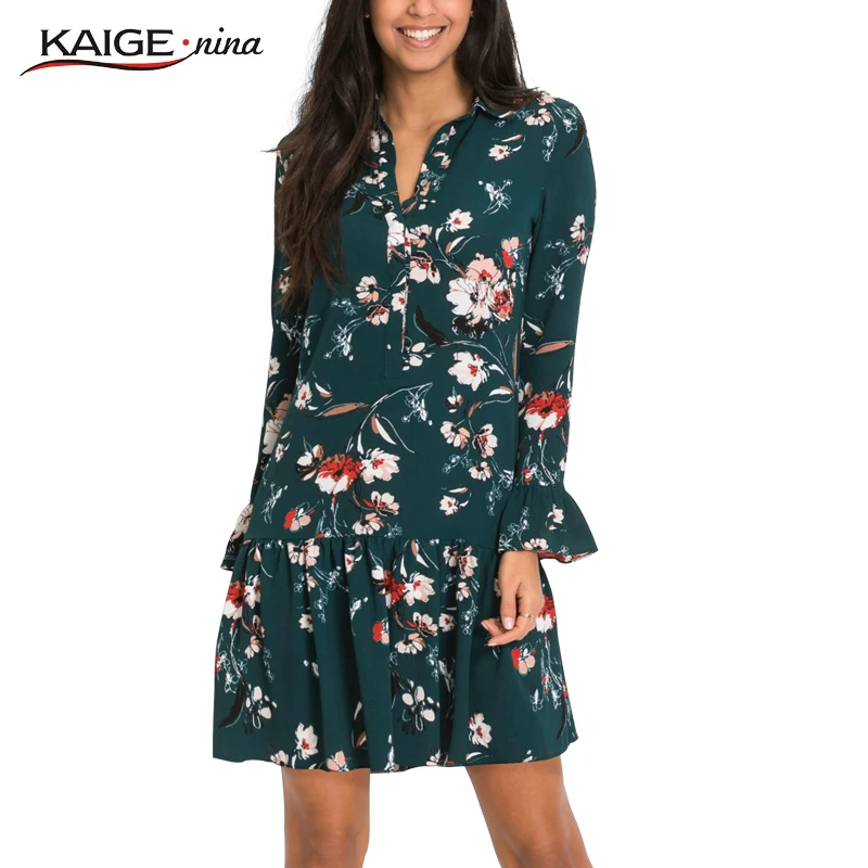 Женское платье с воротником стойкой расклешенными рукавами и стойкой|straight dress|dress