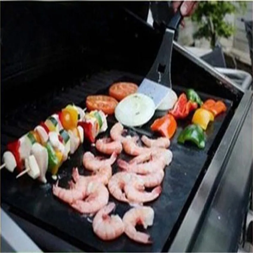1pc 40X33CM Non Stick PTFE BBQ Liners Oven Liner Grill Foil Barbecue Reusable Teflon Cooking Sheet Free shippig PC871836 | Дом и сад