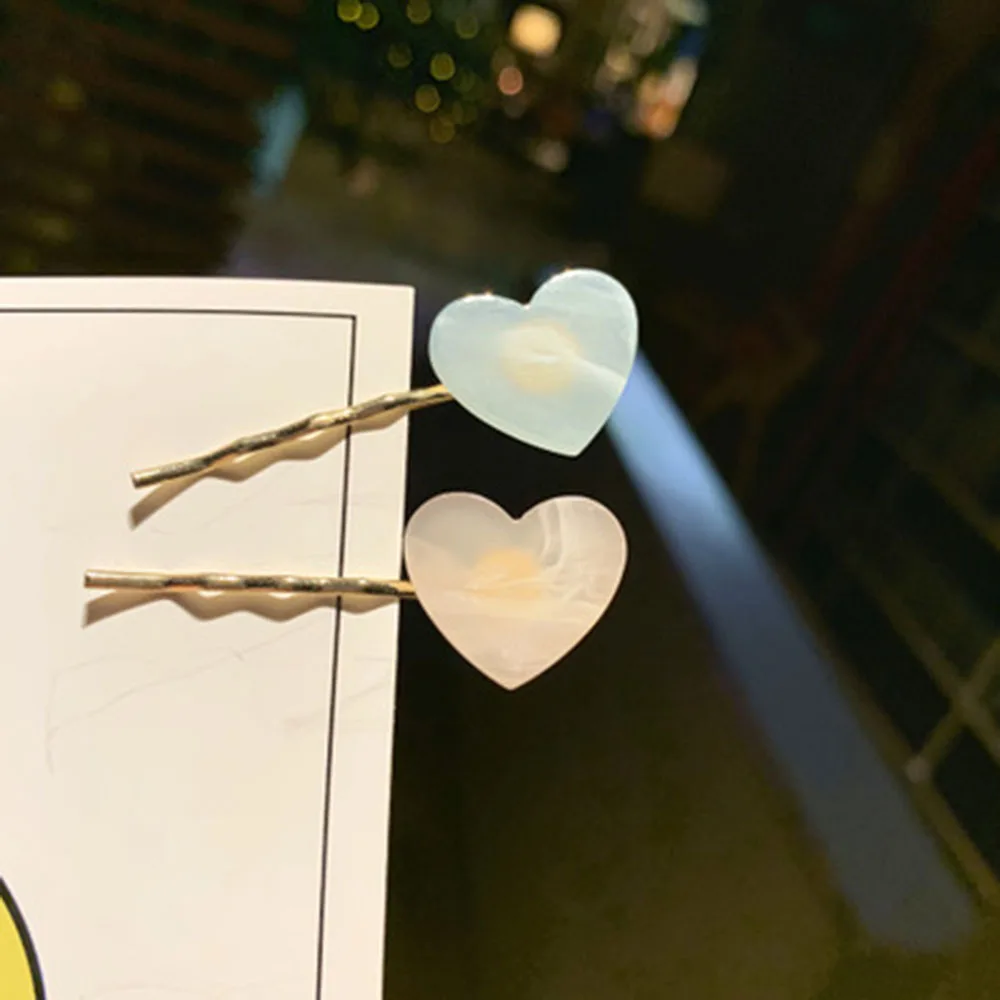 1Pcs Fashion Cute Acetic Acid Love Heart Moon Hairpins Metal Macaron Color Hair Clips Hair Accessories Hair Styling Tools
