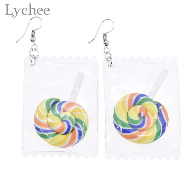 Lychee Hyperbole пластиковые леденцы конфеты Висячие серьги для девочек женские паучьи