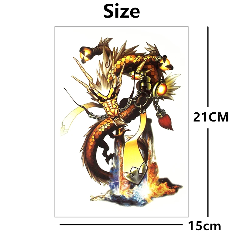 Временная татуировка SHNAPIGN с золотым Драконом боди арт флеш наклейка s 21*15 см