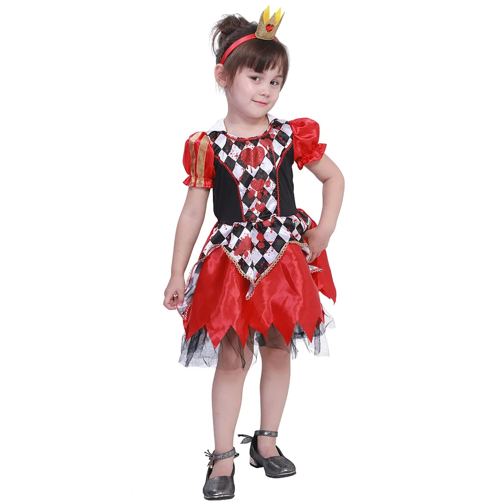 Queen of Hearts Eraspooky карнавальный Королевский Красный костюм королевы СЕРДЕЦ платье для девочек костюм на Хэллоуин для детей принцесса косплей сказочное нарядное платье - Цвет: Queen of Hearts