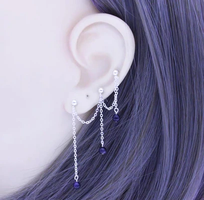 1 piece (3 ear hole) Новинка, 925 пробы, серебряные серьги, Мода 3/4, длинные серьги с кисточками, серьги, индивидуальный дизайн, женские серебряные серьги, ювелирное изделие - Окраска металла: 1 piece (3 ear hole)