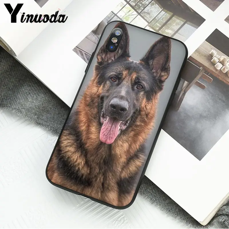 A14 Yinuoda немецкая овчарка Собака Мягкий силиконовый черный чехол для iPhone X XS MAX 6 6S 7 7plus 8 8Plus 5 5S XR - Цвет: A14