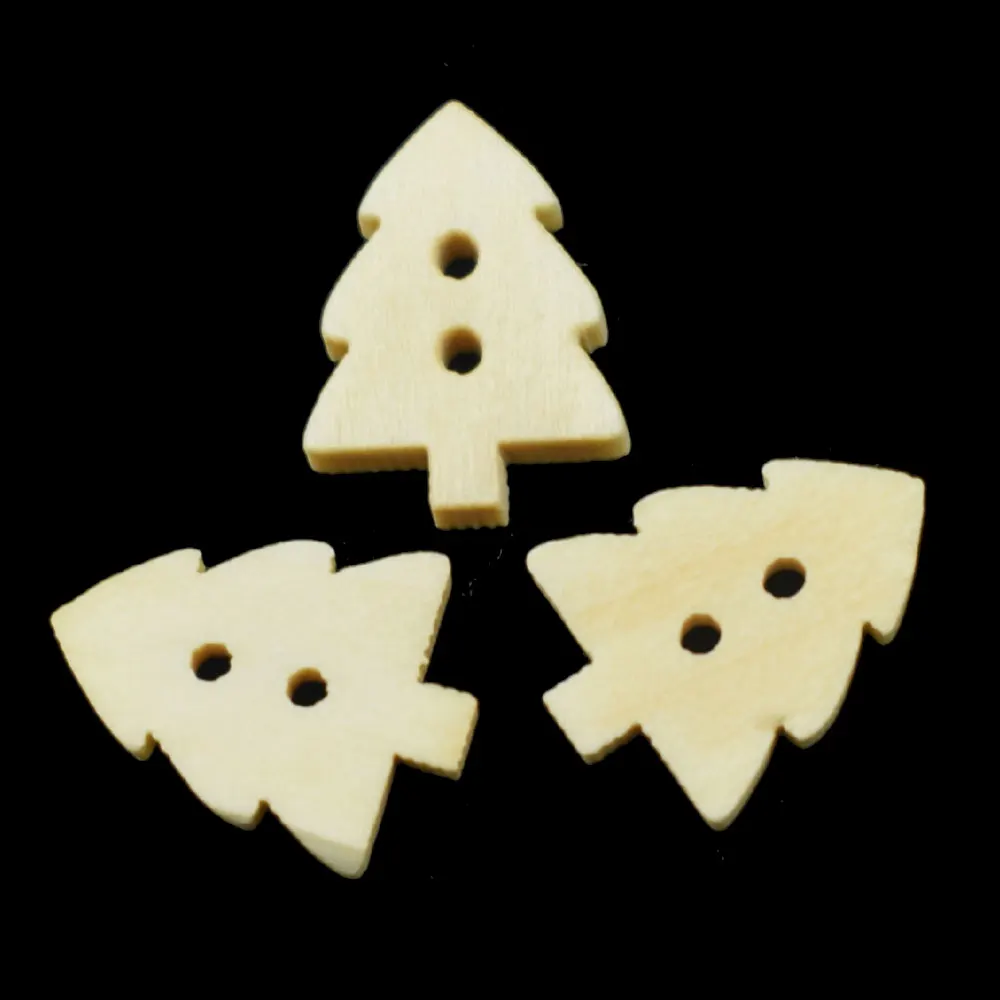 100 шт. деревянные пуговицы для рождественской елки с 2 отверстиями | Дом и сад
