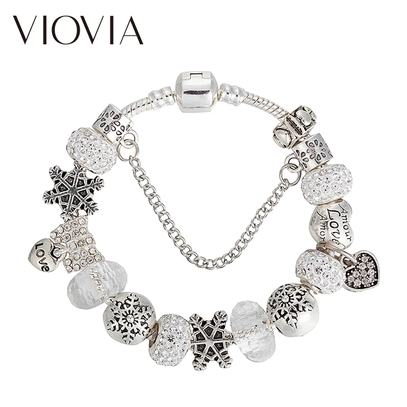VIOVIA,, стразы, бусины, амулеты, браслеты и браслеты, снежинка, билеклик, браслеты для женщин, сделай сам, рождественские украшения, B17118