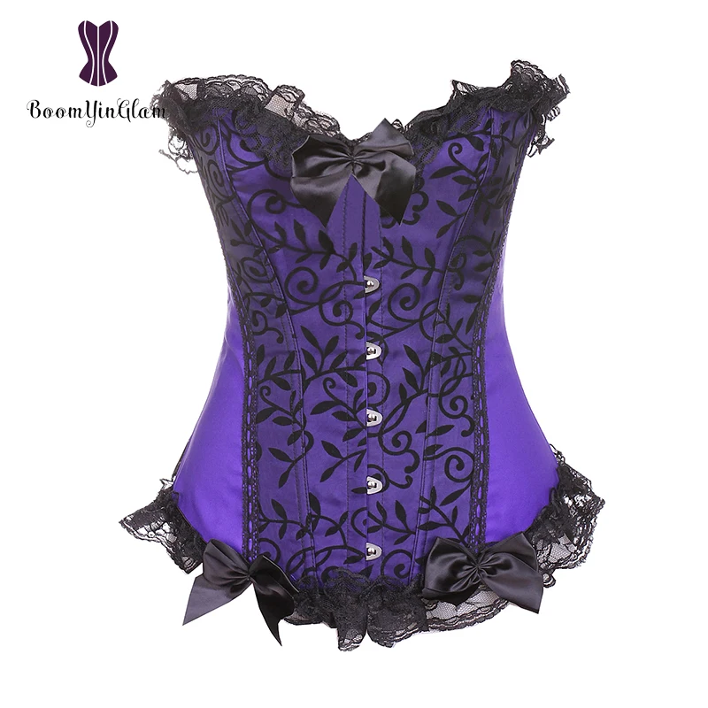 

12 Пластиковые Кости Корсет Талии 90% Полиэстер 10% Спандекс Каждый День Талия Cincher Похудения Аппликации Корректирующее Белье Фиолетовый Боди ...