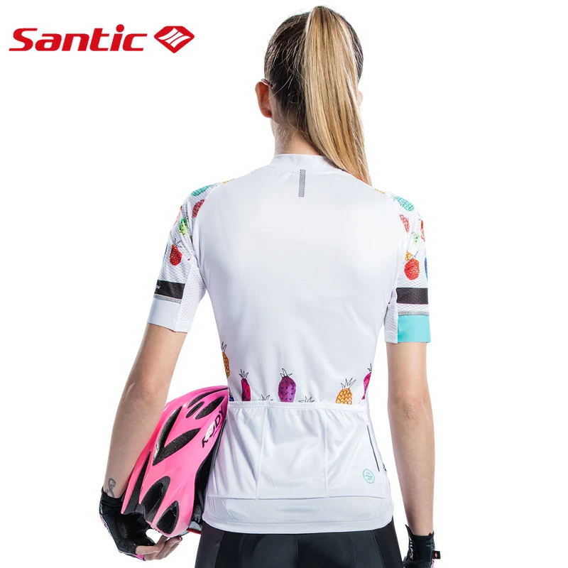 Женская велосипедная рубашка Santic черная и белая футболка с коротким рукавом