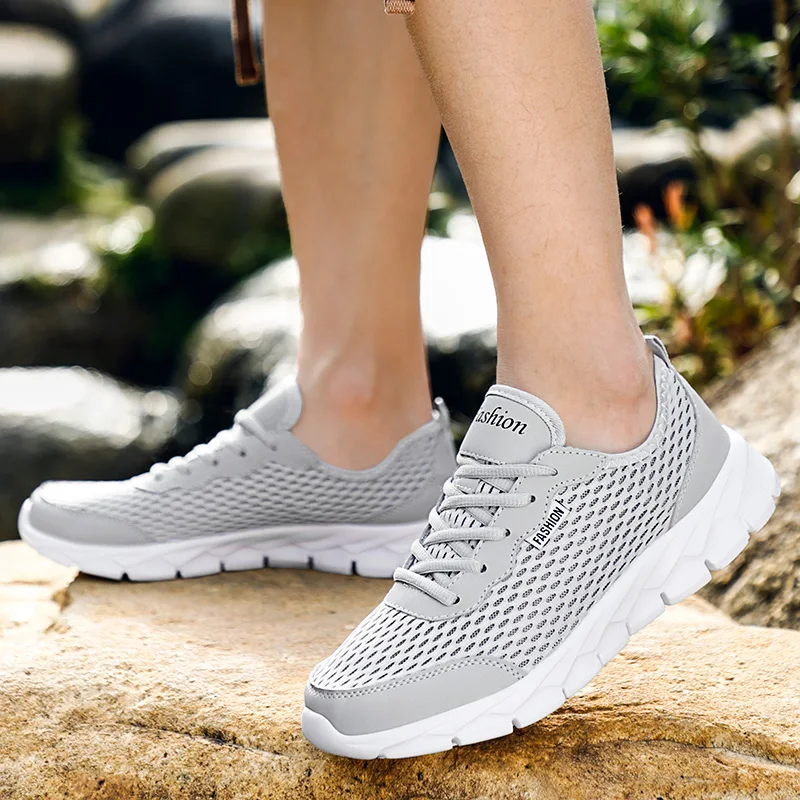 OZERSK Fashion Men Casual Shoes 2022 Spring Summer Breathable Mesh Lace Up Flats Mens Male Sneakers Big Plus Size 35-48 |