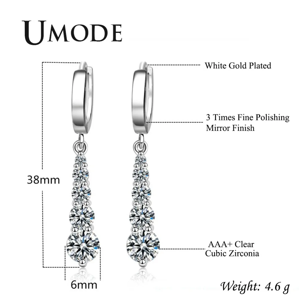 Женские серьги подвески с фианитами UMODE новые модные ювелирные изделия