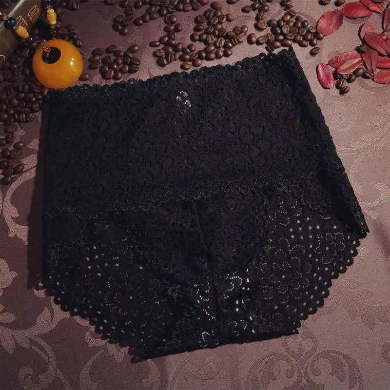 SexeMara Hot Sale High Waist Hollowed Flowers Underwear Seamless Sexy Briefs Women Lace Panties Spandex |