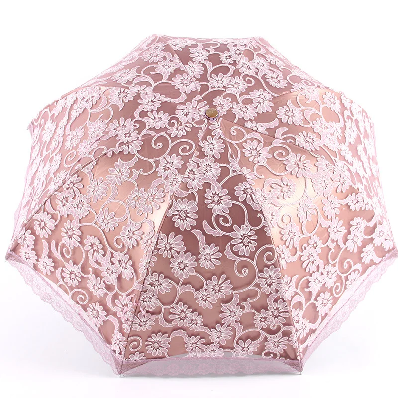 Folding umbrella Flower UV protection Sun Three-folding Umbrella fashion flower Embroidered lace | Дом и сад