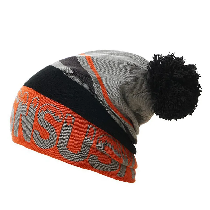 Серый Зимние gorros SNSUSK катание сноуборд skullies шляпа шапочки для человека женская вязаная шапка спортивные трикотажные Лыжные шапки - Цвет: Серый
