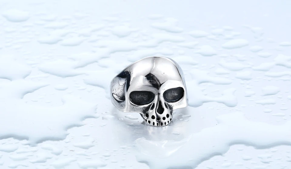 three colour Men's Fashion Punk Black/Silver/Plated-Gold Alien Skull Rings Man 316L Stanless Steel Fashion Jewelry BR8-198