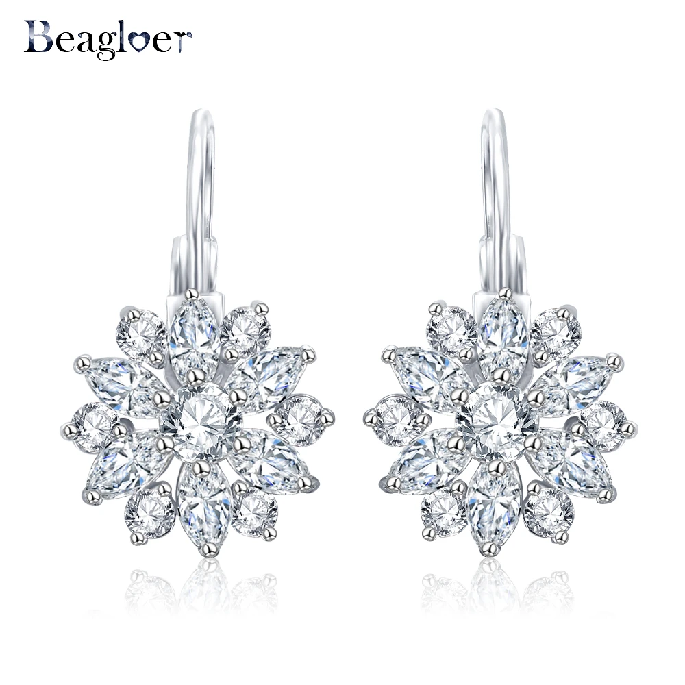 Beagloer изысканный цветочный дизайн серьги Одежда высшего качества AAA с цирконием