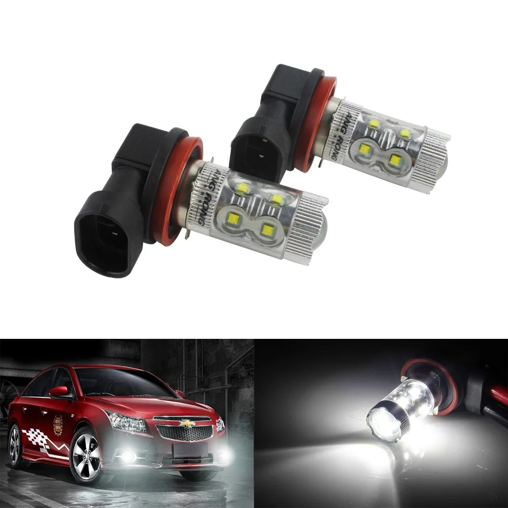 ANGRONG 2x H11 H8 Высокая мощность LED 50 Вт фара Sidelight Вождение бег Противотуманные фары