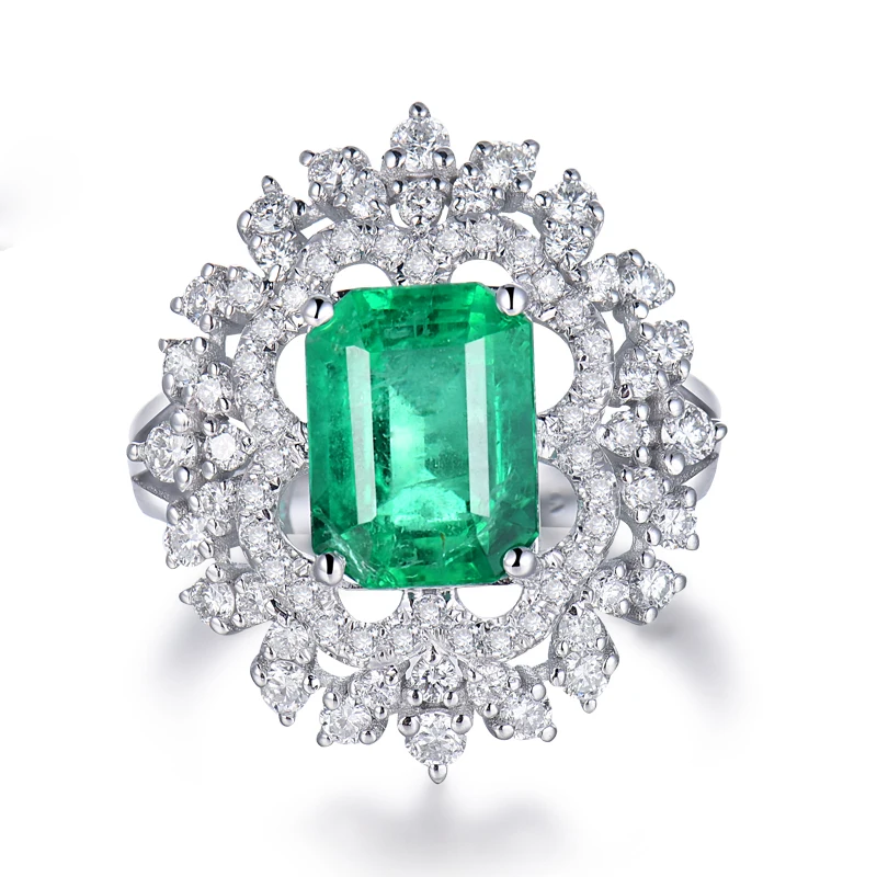 LOVERJEWELRY, женское роскошное обручальное кольцо с натуральным изумрудом, 18 К, белое золото, бриллианты, модные ювелирные изделия для женщин, вечерние кольца