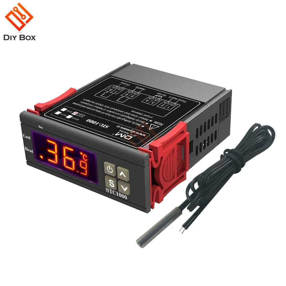 STC-1000 DC12-72V AC110-220V светодиодный цифровой Температура контроллер Сенсор два реле Выход термостат для инкубатора с нагревателем охладитель