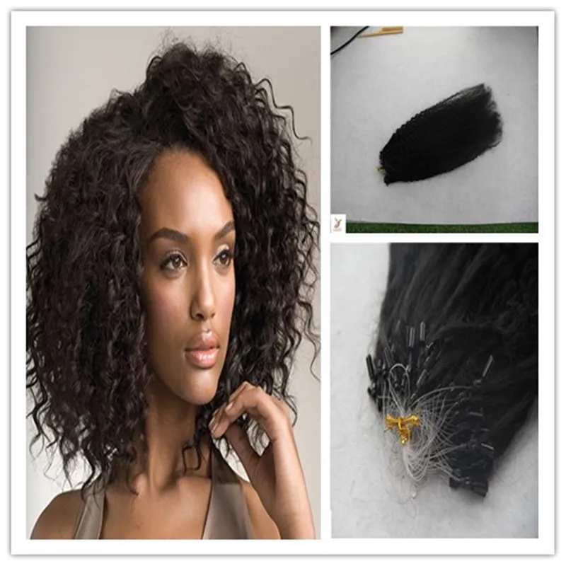 Бразильский Micro Кольцо/Бисера Loop Наращивание Волос 6А Девственницы Бразильские