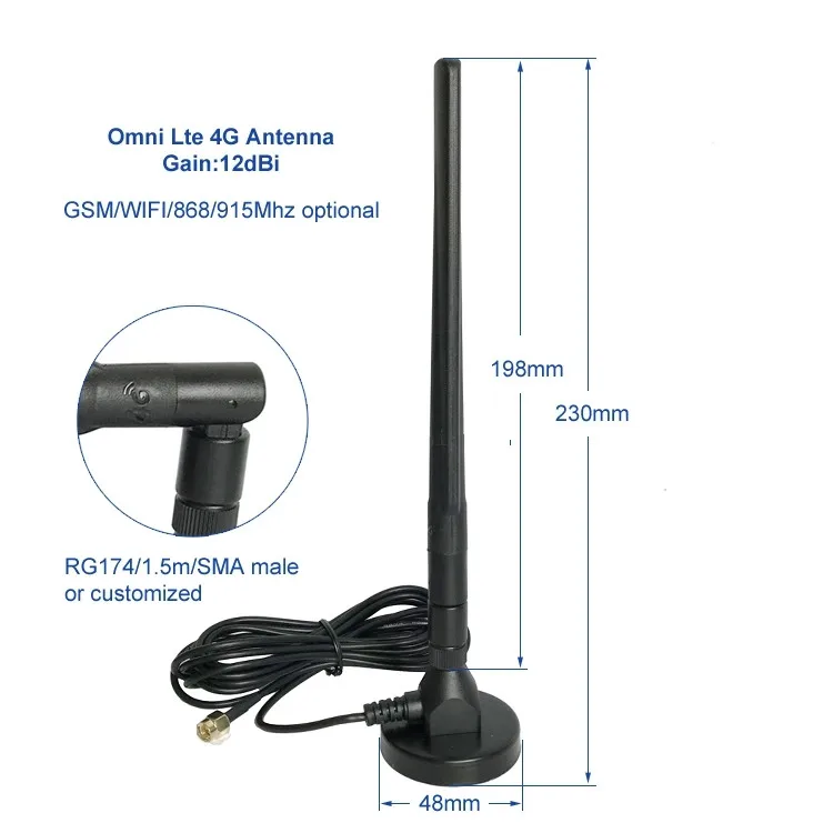 SMA Женская Магнитная база omni с высоким коэффициентом усиления GSM 3g Wifi антенна 12dBi lte антенна 4g 1 шт