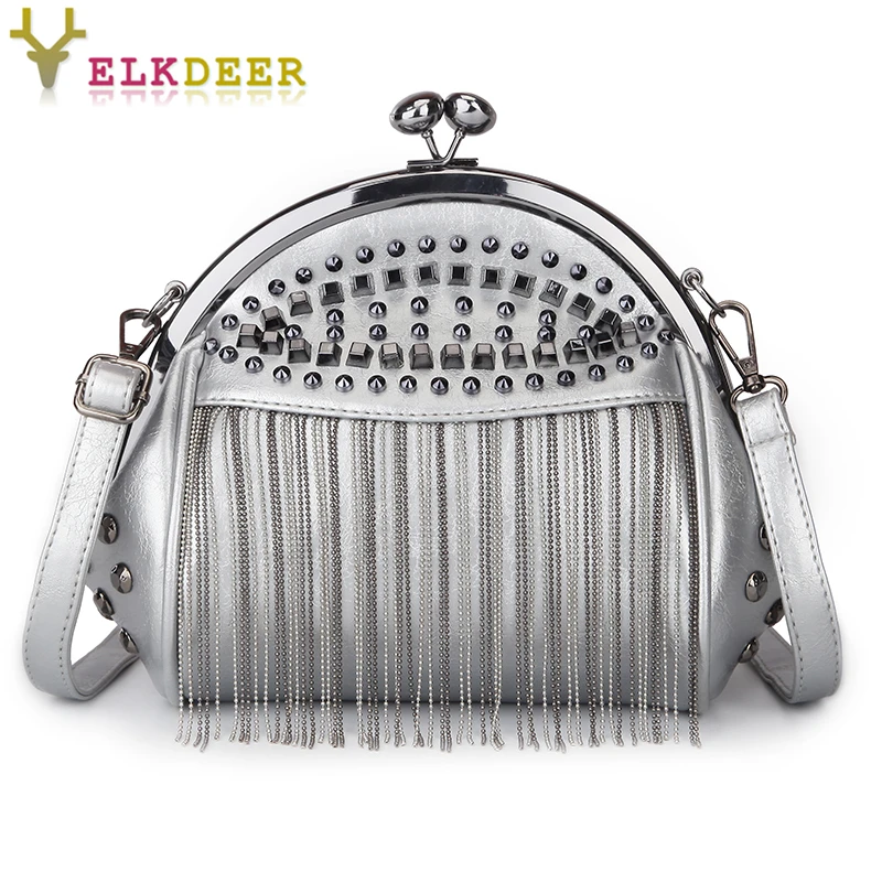 2019 роскошные женские Ретро сумочки с кисточками и заклепками дизайнерские сумки