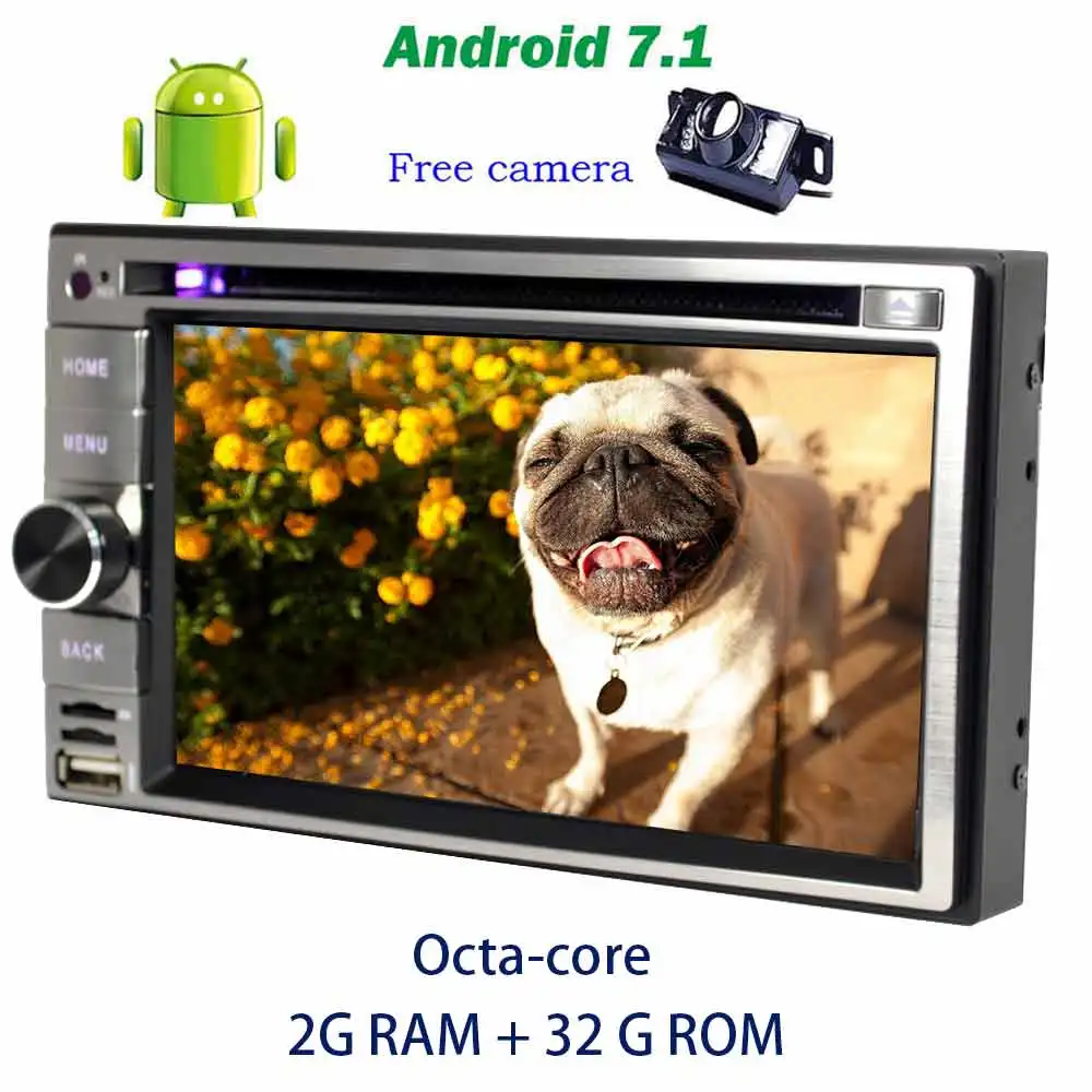 Резервное копирование Камера + Android 7.1 Octa core dvd плеер автомобиля двойной DIN 6.2