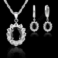 925 sterling silver cubic zirconia crystal gifts elegant princess kate wedding engagement necklace earring jewelry sets