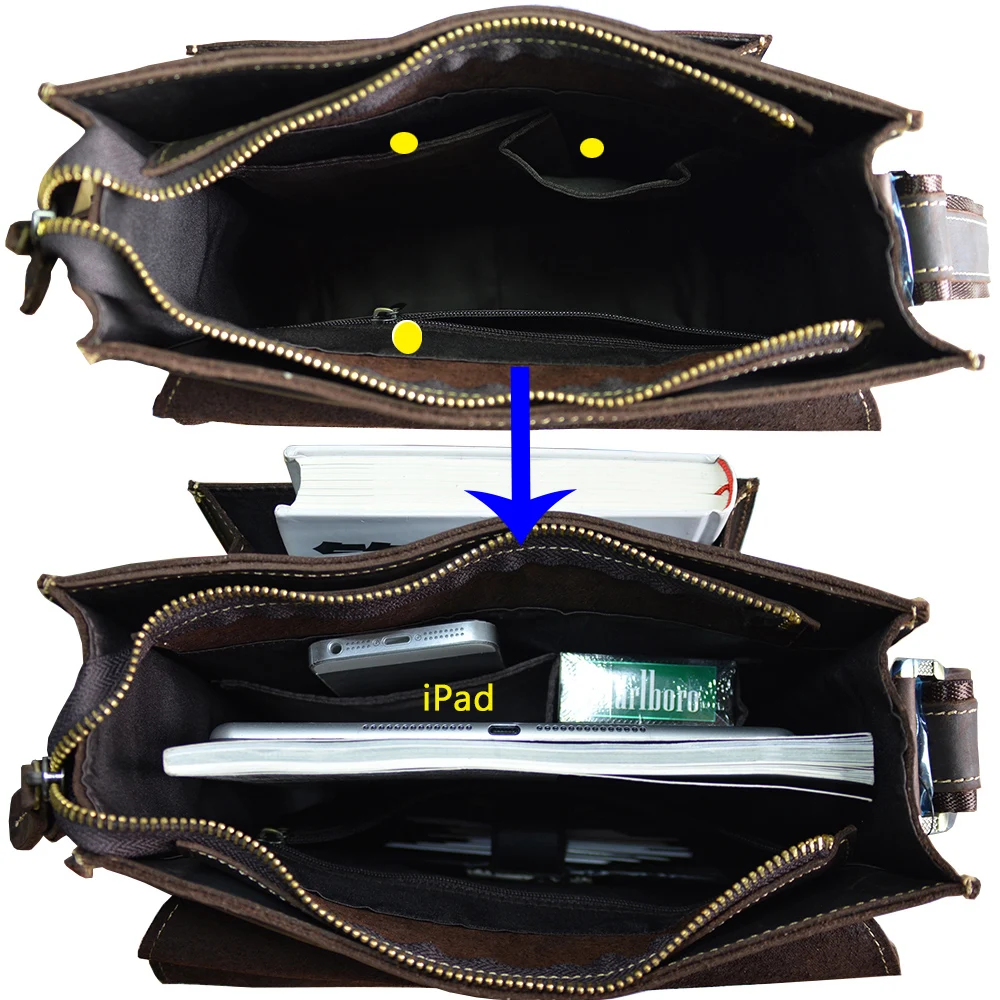 Винтажная коричневая сумка мессенджер из натуральной кожи через плечо crazy horse