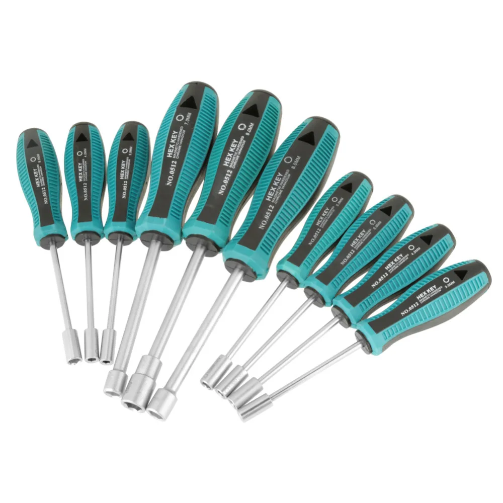 10pcs/set Hex Socket Screwdriver CRV Steel 3-9mm Set Wrench Hand Tools Parafusadeira Tornavida seti | Инструменты