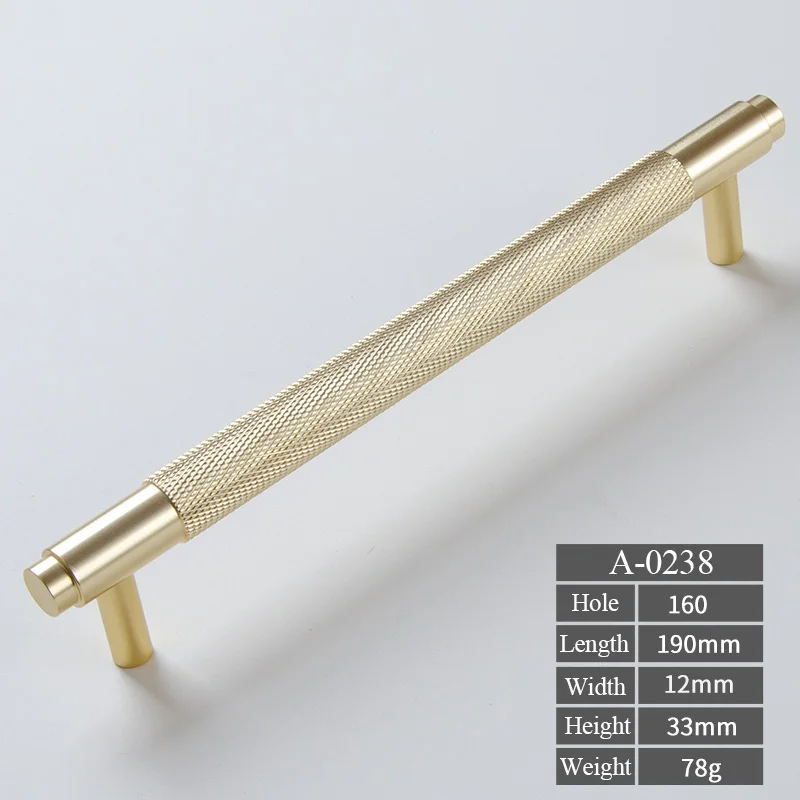 A-0238-160 Золотые ручки для шкафа с накаткой, алюминиевые ручки для кухонного ящика, ручки для спальни 1" T, фурнитура для шкафа с накаткой, ручка и ручка - Цвет: A-0238-160