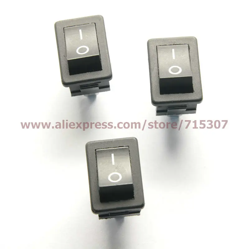 PHISCALE 10 шт./лот 2Pin 6A 250 В черная кнопка одинарный Rocker переключатель KCD1-101 ВКЛ-ВЫКЛ