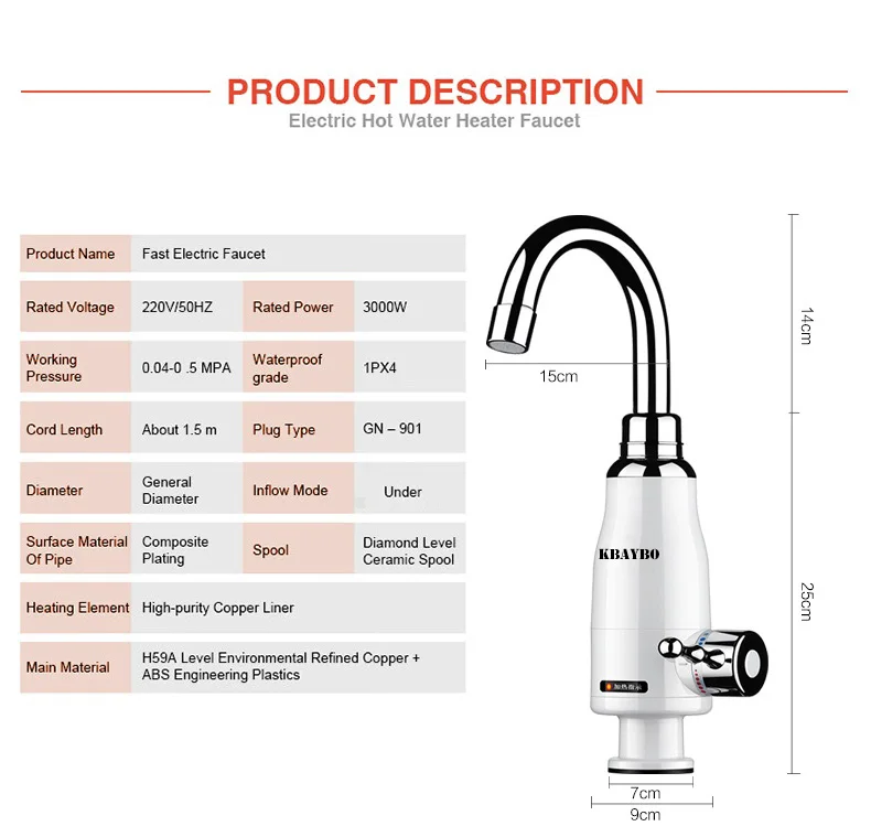 Kitchen Bathroom Instant Hot Water Heaters Tankless Heater Electric Shower Heating 3000W | Бытовая техника