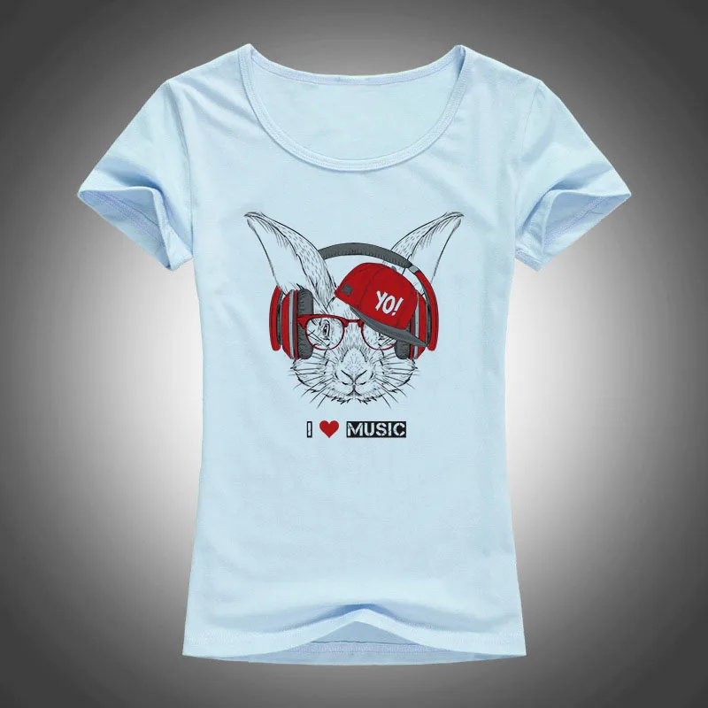 Я люблю музыку в очках шляпа гарнитура кролик Женская Летняя мода с принтом