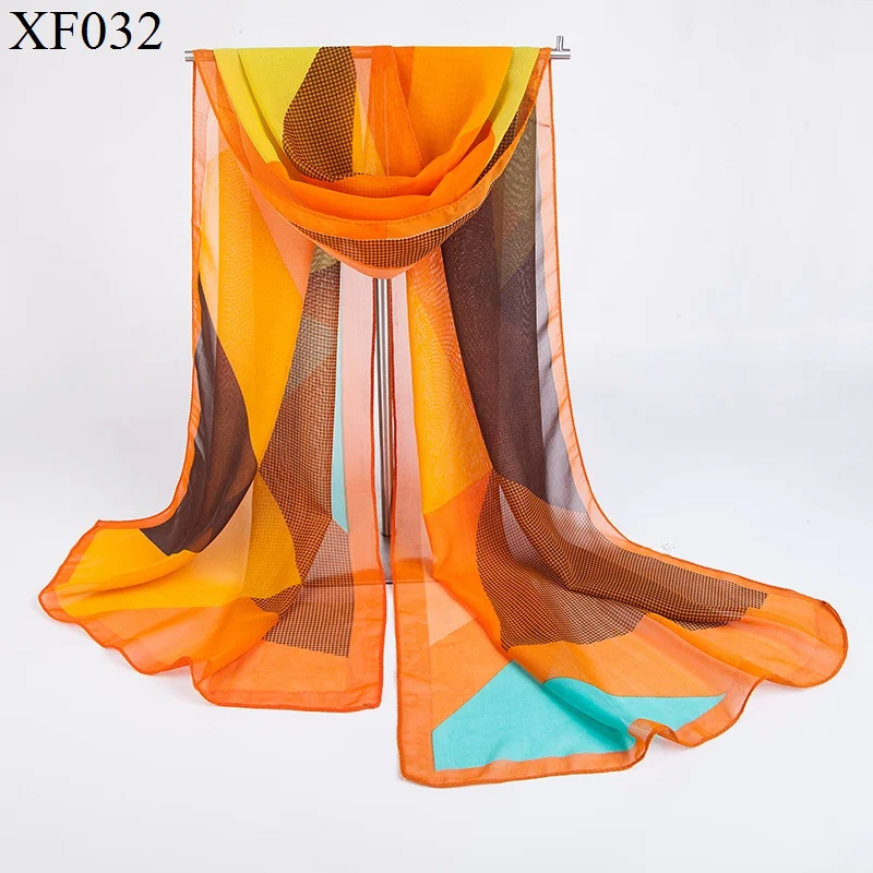 Горячая Распродажа Шелковый женский шарф Геометрическая сетка печать хиджаб